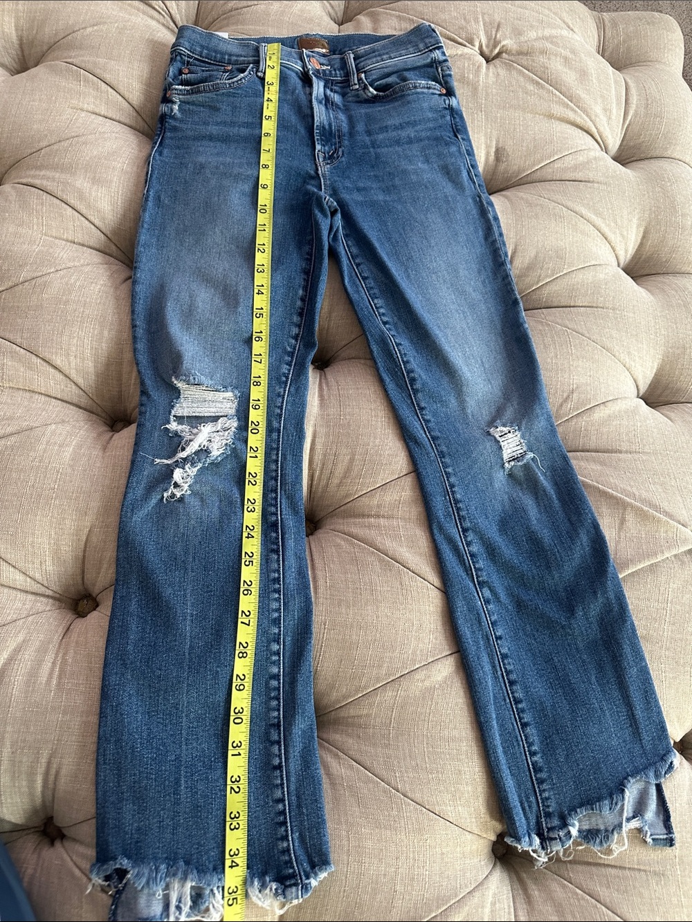MOTHER Distressed Blue Jeans - Picture 2 of 10